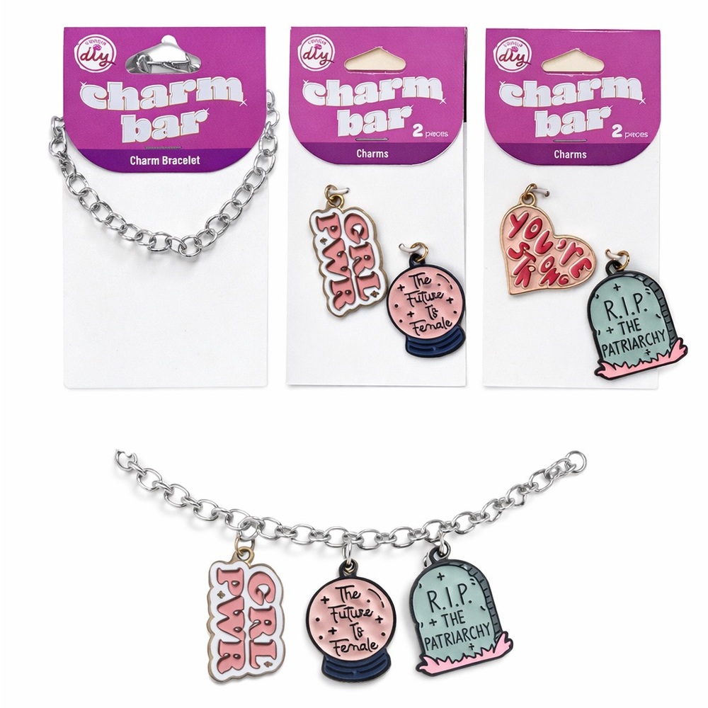 Charm Bracelet DIY Bundle Silver Chain 4 Girl Power Charms The Future is Female